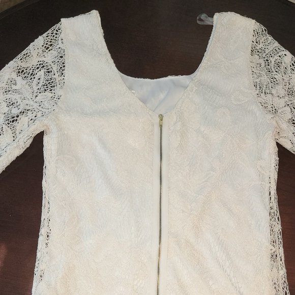 Hello Miss Cream Lace Dress - Picture 2 of 4